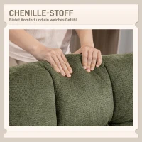 HOMCOM Sessel Drehbar Loungesessel mit Breiter Sitzfläche, wasserabweisend Chenille-Optik, gekreuzt Stahlbeine, Grün(m-7)