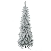 HOMCOM Arbre de Noël artificiel avec support en acier 253 branches enneigées socle pliable hauteur 135 cm vert(m-12)