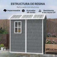 Outsunny Cobertizo de Jardín Exterior 2,1 m² 131x186x198 cm Caseta de Jardín con Suelo Ventana y Puerta con Cerradura Gris(m-4)