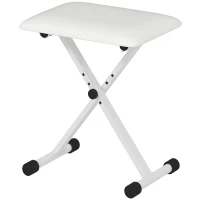 HOMCOM Tabouret piano pliable, banc piano réglable en hauteur, siège rembourré en PU, 39 x 29 x 37-47 cm, blanc(m-1)