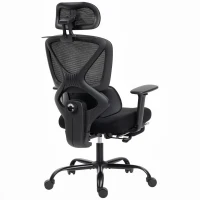 HOMCOM Chaise bureau ergonomique, fauteuil de bureau avec soutien lombaire dynamique adaptatif, 73x75x120-128cm, noir(m-11)