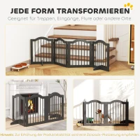 PawHut Absperrgitter Hund Freistehendes Schutzgitter mit Füßen, Klappbar Hundegitter, 4 Paneelen, 208 x 29,5 x 61 cm, Schwarz(m-7)