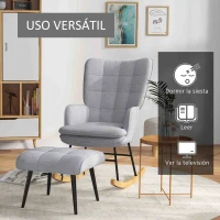 HOMCOM Silla Mecedora con Reposapiés Cojín Acolchado y Reposabrazos Carga 130 kg Gris Claro(m-6)