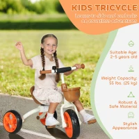 AIYAPLAY Kids Trike, Toddler Tricycle with Front Basket and EVA Wheels for Ages 2-5 Years, Indoor Outdoor for Boys Girls, Orange(m-4)