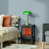 HOMCOM Elektrische haard met verwarming, 1800 W elektrische haard met LED vlam effect(m-2)