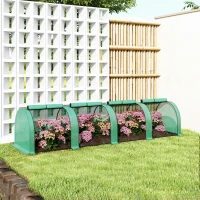 Outsunny Invernadero Pequeño Invernadero de Jardín para Cultivo de Plantas con 4 Ventanas Enrollables 395x100x80 cm Verde(m-9)