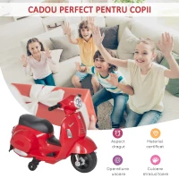 Homcom Motocicleta Copii Vespa 6V – Faruri, Claxon & Design Autentic(m-4)