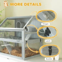 PawHut Cage pour hamster en bois, 3 étages avec sous-sol profond, plateaux amovibles, pour petits animaux, 80x50x76cm, Gris clair(m-4)
