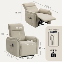 HOMCOM Elektrischer Massagesessel, Kunstlederbezug, Fußstütze, Seitentasche, Beige(m-3)