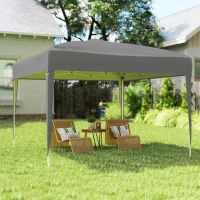 Outsunny Tonnelle pop-up barnum de jardin pliant anti-UV + sac de transport acier Oxford 2,95 x 2,95 x 2,55 m gris(m-10)