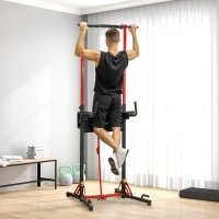 SPORTNOW Barre de tractions chaise romaine pliable pour l'entraînement à la maison 99L x 79l x 127-223H cm acier noir et rouge(m-10)