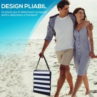 Outsunny Set 2 Șezlonguri Pliabile cu Unghi Reglabil și Buzunar cu Fermoar, 142x51x40 cm, Albastru(m-6)