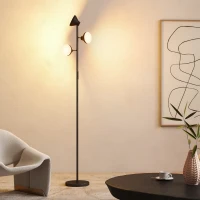 HOMCOM Lámpara de pie LED regulable 2700K-6000K 4150 lm 3 cabezas giratorias Ø 25 x 170 cm negro(m-6)