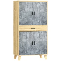 HOMCOM Armoire de cuisine buffet cuisine meuble de rangement avec 2 placards à portes double, étagères réglables et tiroir(m-12)