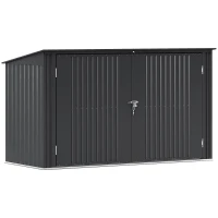 Outsunny Copribidoni in Acciaio per 3 Cassonetti da 240L con 2 Porte e Coperchio, 233x105x118.5/133 cm, Grigio Scuro(m-1)