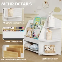 AIYAPLAY Kinderregal mit 7 Regalen für Bücher, Spielzeug, runde Kanten, trägt 40 kg, Weiß(m-6)