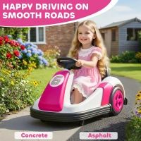 AIYAPLAY Kids Bumper Car with 360-Degree Rotation, 6V Electric Ride On Car with Music and Horn for 3-8 Years Old, Pink(m-8)