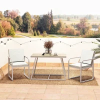 Outsunny Salon de jardin extérieur 2 personnes, table de jardin extérieure avec 2 chaises, 4 coussins cadre en acier gris(m-10)