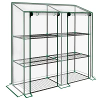 Outsunny 46 x 143cm Mini Lean-To Greenhouse, with Three Inner Shelves(m-1)