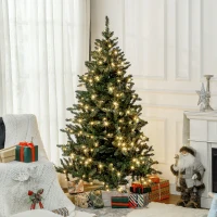 HOMCOM Sapin de Noël Artificiel 180 cm arbre de Noël lumineux LED blanc chaud 872 branches base en métal - vert(m-10)
