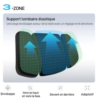 HOMCOM Chaise bureau ergonomique, fauteuil de bureau avec soutien lombaire dynamique adaptatif, 73x75x120-128cm, noir(m-4)