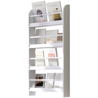 HOMCOM Étagère murale en bois pour livres et magazines, 4 niveaux, 59l x 12P x 113H cm, blanc(m-11)