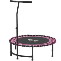 HOMCOM 45" Foldable Mini Trampoline Silent Rebounder Indoor Outdoor Jumper with Adjustable Handle - Pink(m-11)
