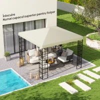 Outsunny Acoperiș pentru Foișor 3x3 m cu 8 Orificii din Țesătură Oxford 600D Cremă(m-2)