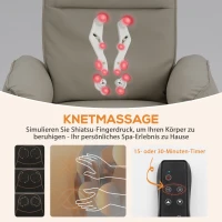 HOMCOM Elektrischer Massagesessel, Kunstlederbezug, Fußstütze, Seitentasche, Beige(m-4)