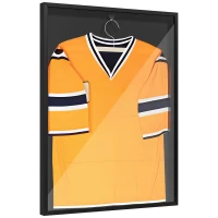 HOMCOM Trikot-Display, Kleiderbügel, Aluminiumrahmen, UV-beständige Acrylfront, Schwarz(m-10)