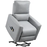 HOMCOM Fauteuil releveur électrique avec massage 8 points et chauffant, télécommande, ressorts ensachés, gris clair(m-11)