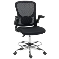 HOMCOM Zeichenstuhl mit Lendenstütze, höhenverstellbar, drehbar, für Homeoffice, Studio, Kunstprojekte, Schwarz(m-10)