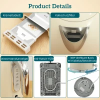 HOMCOM Wasserkocher- und Toaster-Set, 2200W, 7 Bräunungsstufen, versch. Funktionen, Creme(m-9)