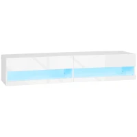 HOMCOM Meuble TV banc TV mural suspendu LED style contemporain - placards avec 2 portes battantes et 2 passe-câbles en bois(m-12)