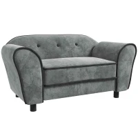 PawHut Canapé pour chien dossier capitonné au toucher velours néerlandais housse de coussin lavable 74 x 41 x 32,5 cm gris(m-12)