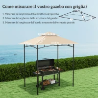 Outsunny Copertura per Gazebo da Giardino per Barbecue 1.52x2.44 m a 2 Livelli in Poliestere 160gsm Beige(m-3)