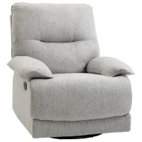 HOMCOM Fauteuil de relaxation inclinable manuellement avec repose-pied ajustable tissu aspect lin gris clair(m-12)