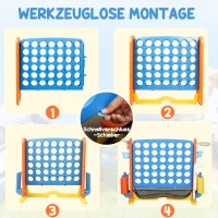 AIYAPLAY 4-in-1 Spiele-Set, Vier Gewinnt, höhenverstellbar, Netz-Tasche, Kunststoff, Bunt(m-8)