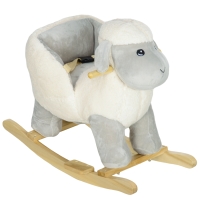 AIYAPLAY Schaukelpferd, niedliches Schaf, Sicherheitsgurt, Soundeffekte, 1,5-3 Jahre, bis 40 kg, Grau