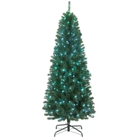 HOMCOM Sapin de Noël artificiel 180 cm, arbre de Noël, lumières LED synchronisées colorées et télécommande, 899 pointes, vert(m-1)