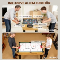 SPORTNOW 13-in-1 Spieletisch, Tischfußball, Schach, Billard, Tischtennis und mehr, MDF, Kunststoff, Walnuss(m-6)