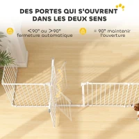 PawHut Barrière de sécurité en métal parc enclos pliable et modulable pour chien et enfant 8 panneaux 61 x 75 cm blanc(m-7)