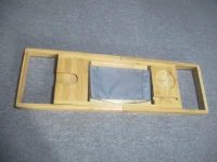 HOMCOM Pont étagère plateau de baignoire extensible en bambou avec porte-gobelet et porte-savon, 75-109 x 23 x 4.5cm(m-12)