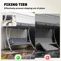 Outsunny 3 Seater Bench Pad, Garden Chair Cushion with Back and Ties for Indoor and Outdoor Use, 98 x 150 cm, Dark Grey(m-6)