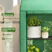 Outsunny Mini-Gewächshaus, 3 Etagen, 6 Drahtregale, 2 Öffnungen, Kunststoff-Plane, Grün(m-4)