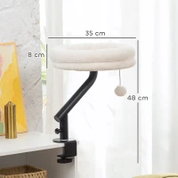 PawHut Katzen-Schreibtischbett, Katzenbett für Schreibtisch mit 360°Drehung, verstellbarer Höhe, Katzenliege mit abnehmbarem, maschinenwaschbarem Bett, für Katzen unter 6 kg, Heimbüro, Cremeweiß(m-3)