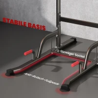 HOMCOM Power Tower in hoogte verstelbare dipstation met optrekstang, zuignappen, gepolsterd trainingsapparaat voor thuis(m-7)