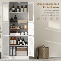 HOMCOM Columna de Baño Estrecha con Puertas de Vidrio Puertas de Lamas Estantes Ajustables 60x30x170 cm Blanco(m-4)