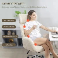 HOMCOM Bürostuhl mit verstellbarer Kopfstütze, ergonomischer Schreibtischstuhl, Kippfunktion, höhenverstellbar, Grauweiß(m-4)