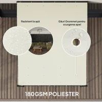 Outsunny Pergolă de Grădină cu Copertină Rezistentă la Apă, Cadru Metalic și Orificii de Drenaj, 248x298x200/250 cm, Alb(m-4)